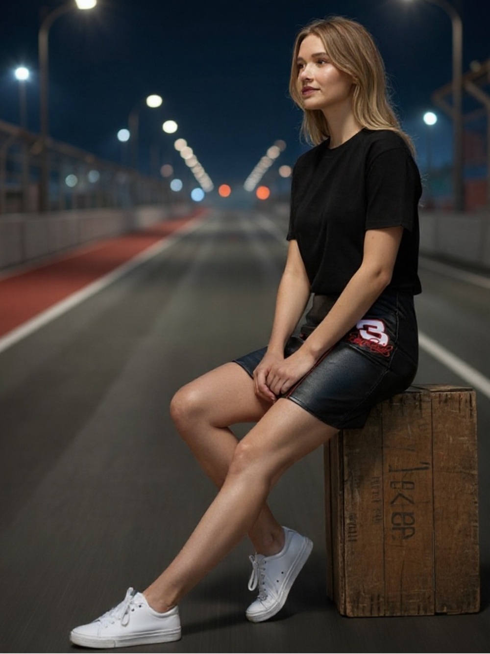 ✨🏁 Vintage #3 Dale Earnhardt 100% Genuine Leather Black Mini Skirt NASCAR - Picture 3 of 14